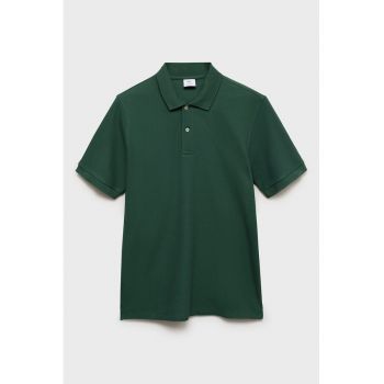 Tricou polo din bumbac cu fenta cu nasturi