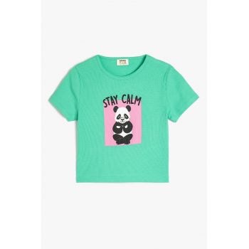 Tricou striat cu imprimeu
