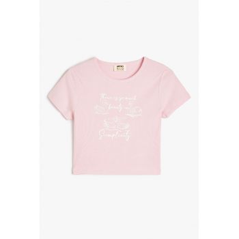 Tricou striat cu imprimeu text