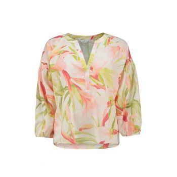 Bluza cu model tropical si decolteu in V