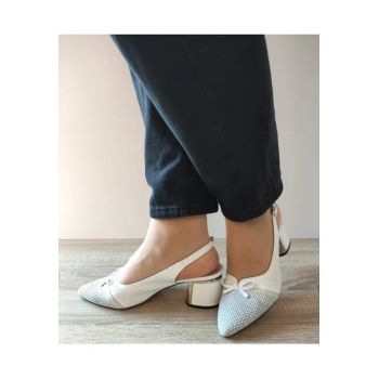 Pantofi Casual Decupati Dama  049 563 Albi Cu Argintiu - Alb