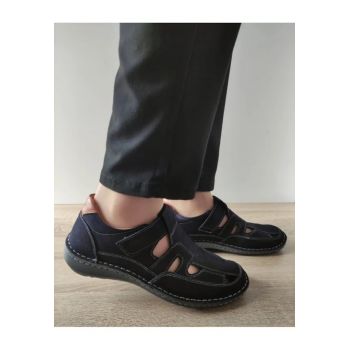 Pantofi Casual Perforati Barbati  9543 42-2 Navy Nubuck - Albastru -