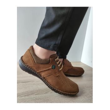 Pantofi Casual Perforati Barbati  9560 04-2 Maro Tabacco Nabuk - Maro -