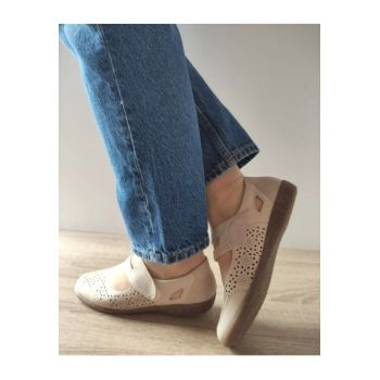 Pantofi Casual Perforati Dama  47675-60 Bej - Bej -