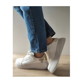 Pantofi Sport Dama  W2303-80 Albi Cu Auriu - Alb -