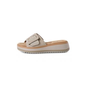 Papuci de casa demi-wedge din piele ecologica