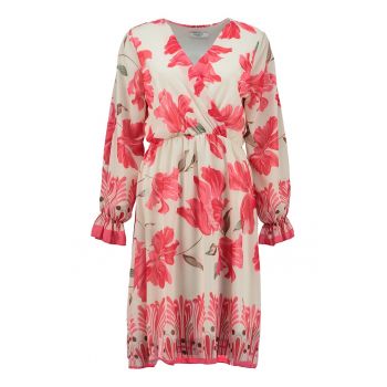 Rochie cu imprimeu floral si maneci lungi