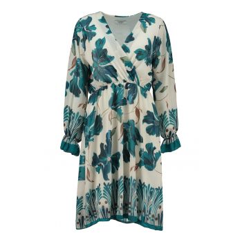 Rochie cu imprimeu floral si maneci lungi