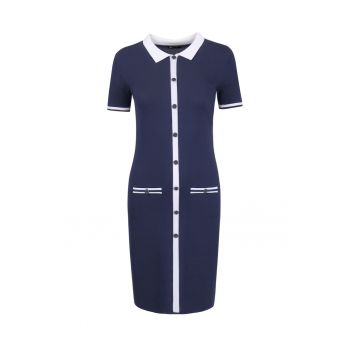Rochie Polo din tricot fin cu garnituri contrastante
