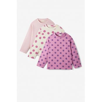 Set de bluze cu decolteu la baza gatului si imprimeu - 3 piese