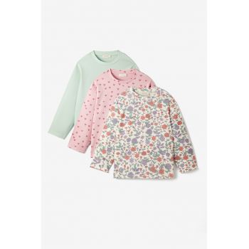 Set de bluze cu decolteu la baza gatului si imprimeu - 3 piese