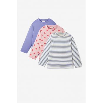 Set de bluze cu decolteu la baza gatului si imprimeu - 3 piese