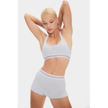 Set de bustiera si pantaloni scurti cu benzi contrastante - 2 Piese