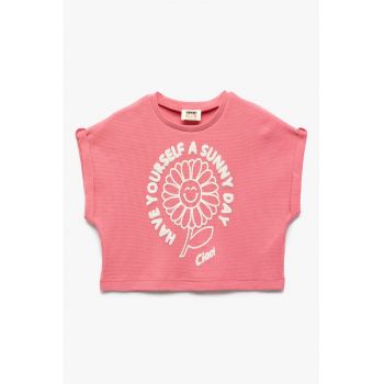 Tricou crop cu imprimeu text