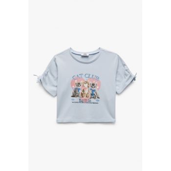 Tricou crop cu imprimeu