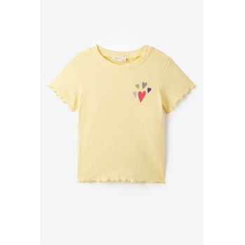 Tricou din amestec de bumbac cu decolteu la baza gatului