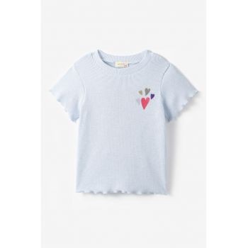 Tricou din amestec de bumbac cu decolteu la baza gatului