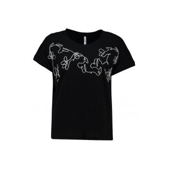 Tricou din bumbac cu detalii brodate