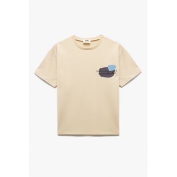 Tricou din bumbac cu imprimeu pe piept