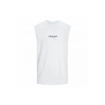 Tricou fara maneci barbati  Jovesterbro alb - set antrenament - 100% bumbac - pentru fitness