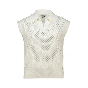 Tricou polo cu aspect perforat