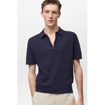 Tricou tricotat polo cu fermoar