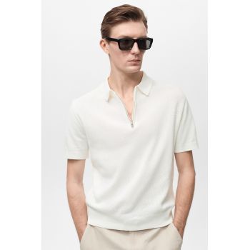 Tricou tricotat polo cu fermoar