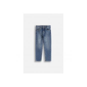 Blugi slim fit cu aspect prespalat si talie ajustabila