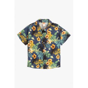 Camasa cu model tropical si maneci scurte