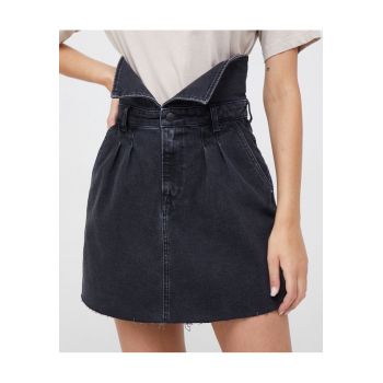Fusta denim dama -  Bumbac - Negru