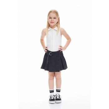 Fusta-pantalon din denim cu o curea