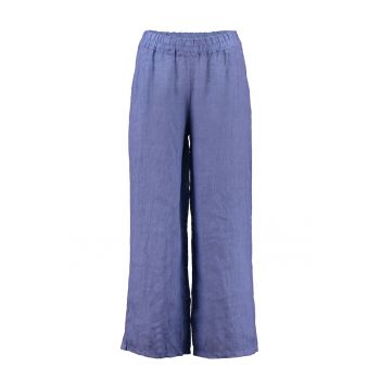 Pantaloni din in cu talie elastica
