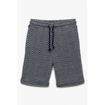 Pantaloni scurti cu snur si model herringbone