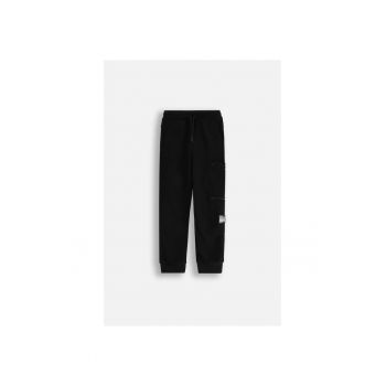Pantaloni sport slim fit cu talie ajustabila si aplicatie decorativa