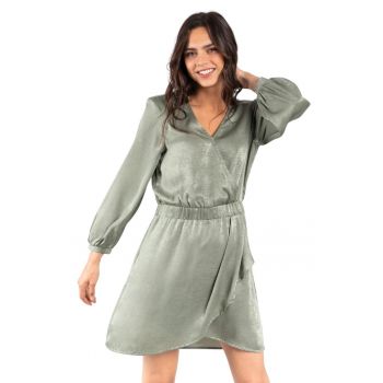 Rochie de dama  verde - scurta - maneci lungi - poliester -