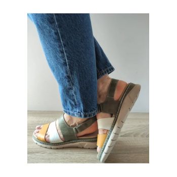 Sandale Casual Dama  12511T Mostar 40-N Kaki + Alb + Galben - Verde -