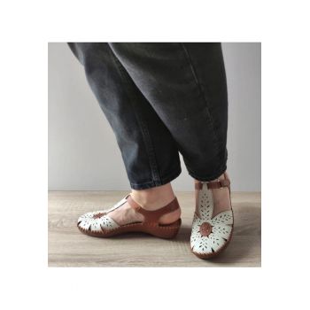 Sandale Casual Dama  655-0841C1 Crem + Maro (Nata) - Crem -