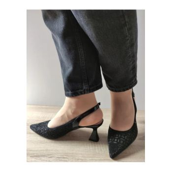 Sandale Elegante Dama  360001 01-I Negre Velur - Negru -