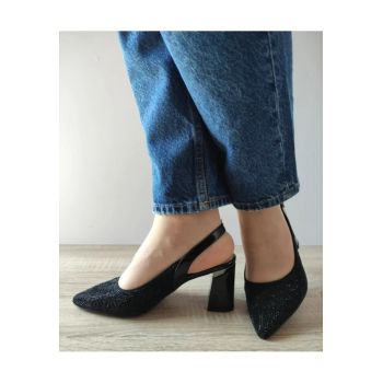 Sandale Elegante Dama  360048B 01-I Negre Velur - Negru -