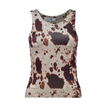 Top cu decolteu rotund si model tie-dye