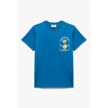 Tricou de bumbac cu imprimeu discret
