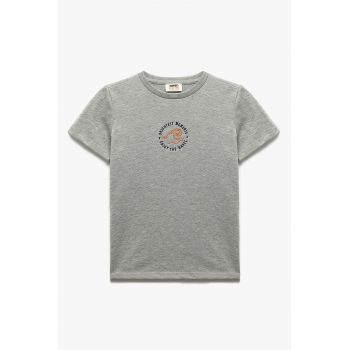 Tricou din amestec de bumbac - cu detaliu brodat