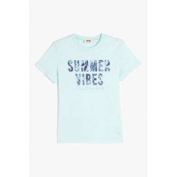 Tricou din bumbac cu imprimeu text