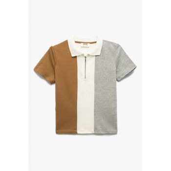 Tricou polo cu fenta cu fermoar