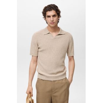Tricou polo din bumbac cu model uni