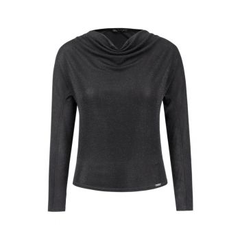 Bluza cu guler drapat si textura stralucitoare