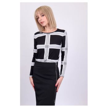 Bluza din amestec de viscoza cu design geometric