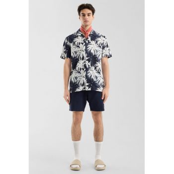 Camasa din amestec de bumbac cu model tropical
