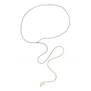 Colier lung din aur filat de 14K/20 si perle