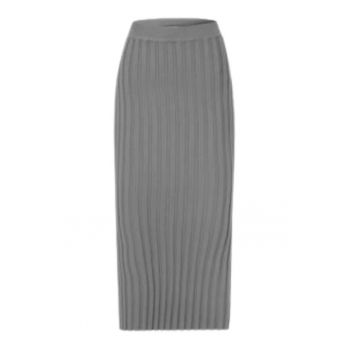 Fusta midi Delicatelove - gri - 100% casmir - pentru femei - set elegant -